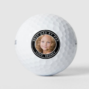 Custom Dog Photo Best Dad By Par Black White Golf  Golf Balls