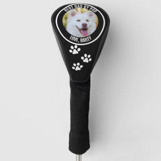 Custom Dog Photo Best Dad By Par Black White Golf Head Cover