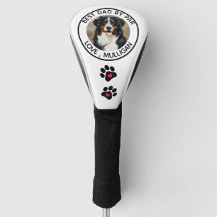 Custom Dog Photo Best Dad By Par Black White Golf Head Cover