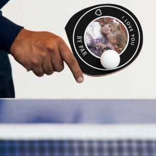 Custom Dog Photo Best Dad By Par Black White Ping Pong Paddle