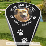 Custom Dog Photo BEST DAD BY PAR Pawprints Golf Head Cover<br><div class="desc">Create a personalized pet photo golf club cover for the special golfer dog dad with the suggested sample title BEST DAD BY PAR or your custom text accented with dog pawprints, all in your choice of colours and background colour (shown in white and black). All text is editable to change...</div>