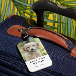 Custom Dog Photo Best Dad By Par Personalized Luggage Tag