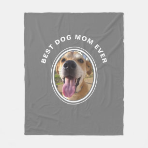 Custom Dog Photo Best Mom Fleece Blanket
