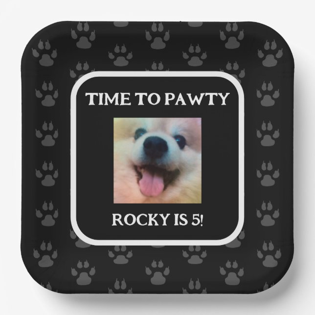 Custom Dog Photo Birthday Party Personalized Paper Plate (Front)