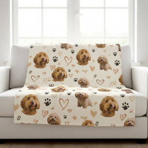 Custom Dog Photo Blanket with Hearts