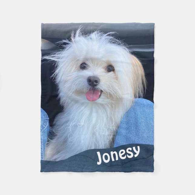 Custom Dog Photo Blanket with Pet's Name  (Front)