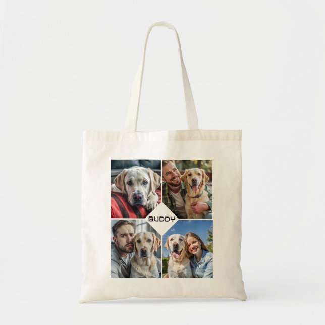 custom dog photo collage pet  tote bag (Front)