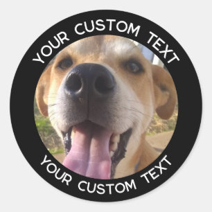 Custom Dog Photo Cute Add Your Text Classic Round Sticker