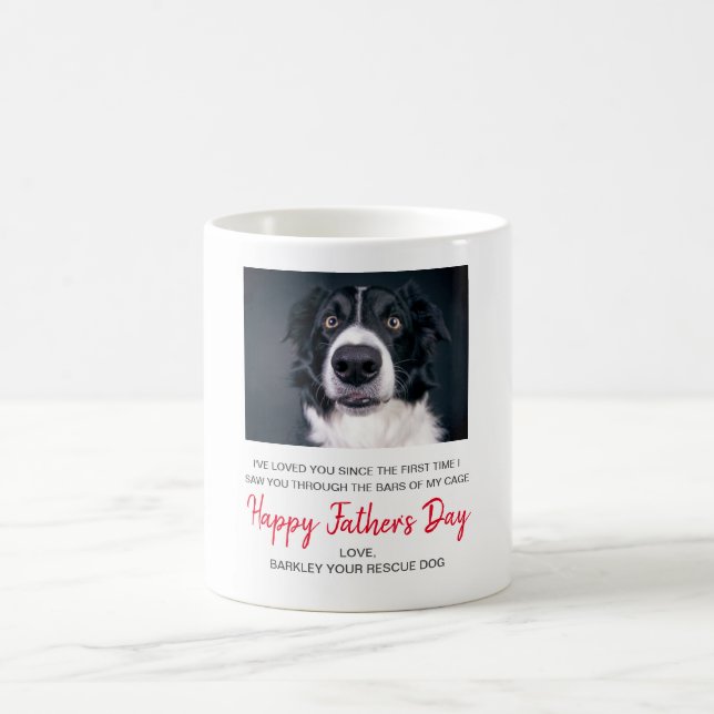 Custom Dog Photo Father's Day From Rescue Dog Coffee Mug (Center)