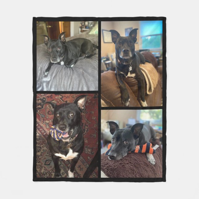 Custom Dog Photo Fleece Blanket (Front)