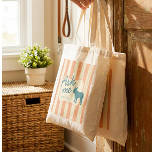 Custom Dog Photo French Bulldog Mom Striped Tote Bag