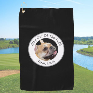 Custom dog photo funny black personalized dog golf towel