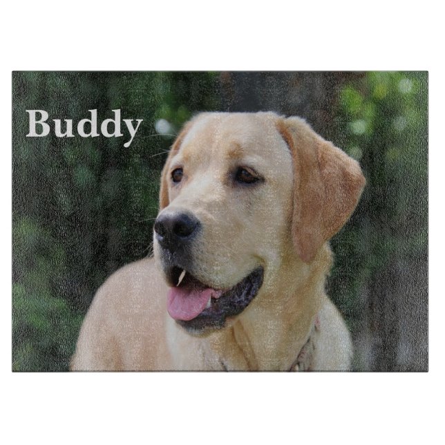 Custom Dog Photo Glass Cutting Board (Front)