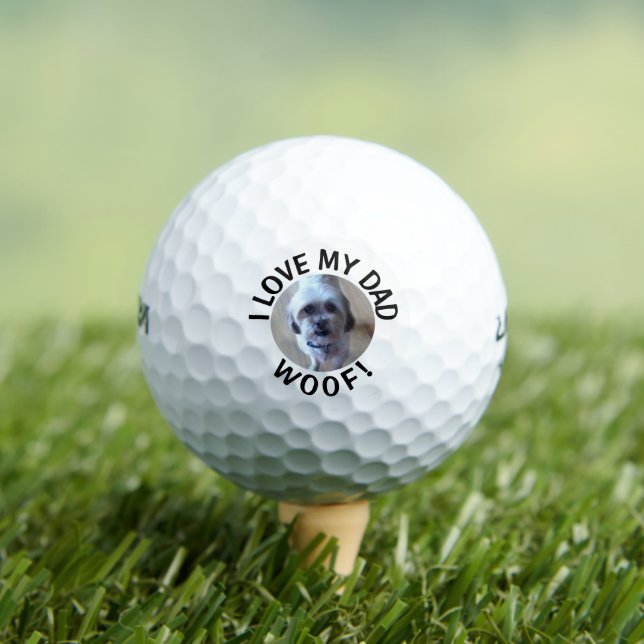 Custom Dog Photo I Love My Dad Quote Golf Balls (Insitu Tee)