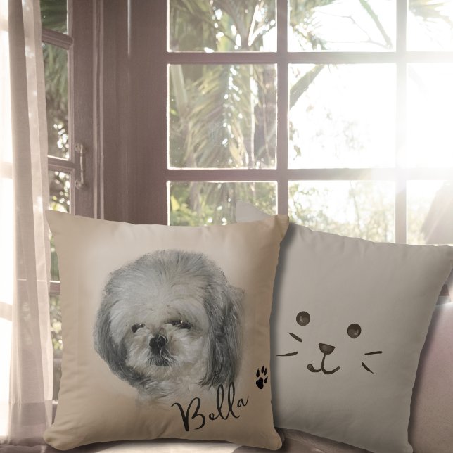 Custom Dog Photo Image personalized  Throw Pillow (Custom Dog Photo Image personalized Throw Pillow)