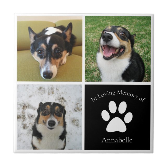Custom Dog Photo Memorial In Loving Memory Pet Tile (Front)