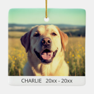 Custom Dog Photo Memorial Pet Loss Remembrance Ceramic Ornament