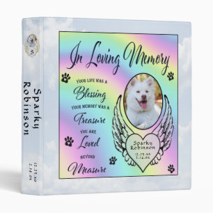 Custom Dog Photo Memorial with Rainbow Binder