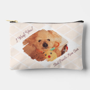 Custom Dog Photo Milk Beige Poodle Mom Gift Pouch
