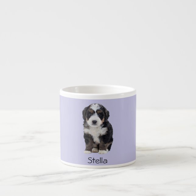 Custom Dog Photo – Misty Lilac with Pet Name -  Espresso Cup (Front)