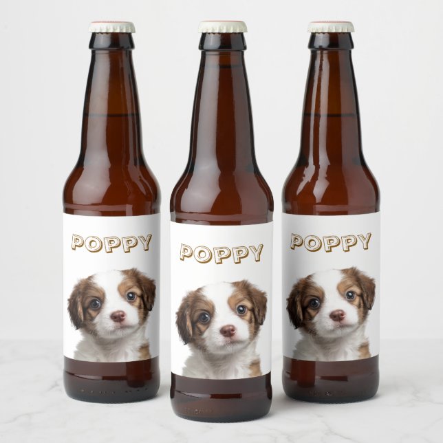 Custom Dog Photo & Name Beer Label (Bottles)