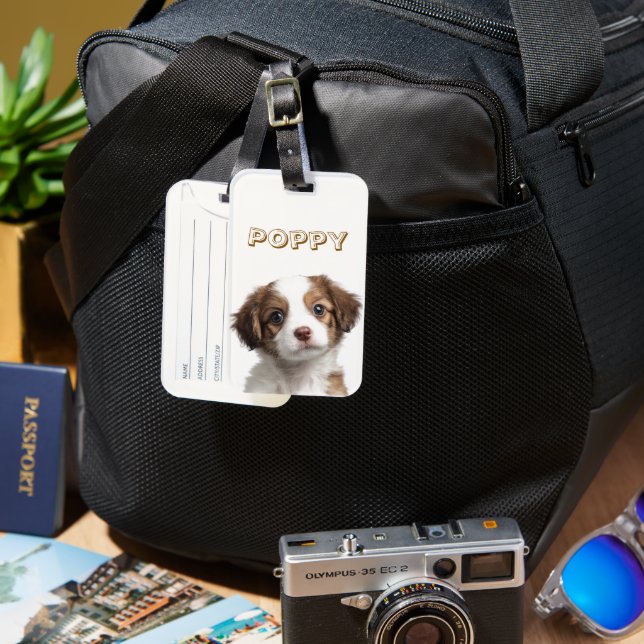 Custom Dog Photo & Name Luggage Tag (Front & Back)