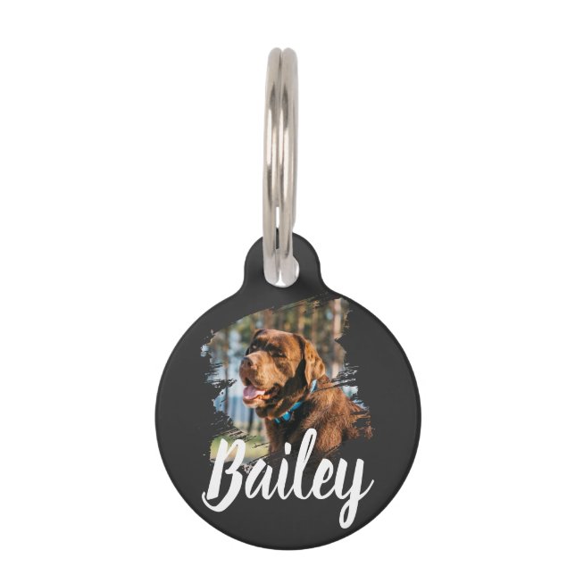 Custom Dog Photo & Name Personalized Pet Tag (Front)
