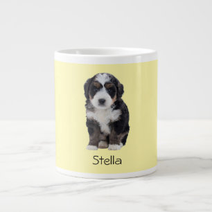 Custom Dog Photo – Pastel Yellow with Pet Name - Large Coffee Mug