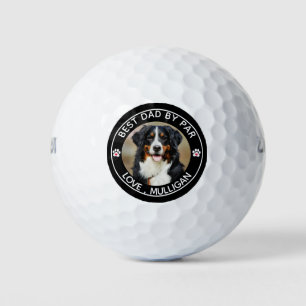 Custom Dog Photo Pet Best Dad By Par Monogram Golf Balls