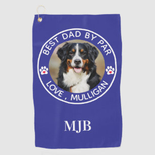 Custom Dog Photo Pet Best Dad By Par Monogram Golf Towel