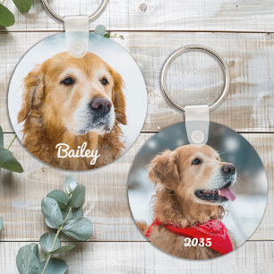 Custom Dog Photo Pet Personalized Name & Date Keychain