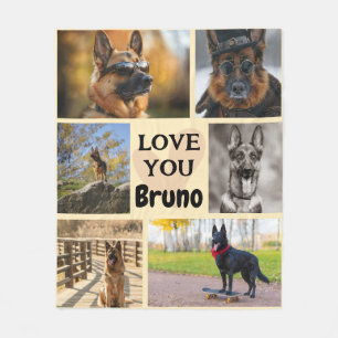 Custom Dog Photo Pet Throw with Name Memorial Gift Fleece Blanket