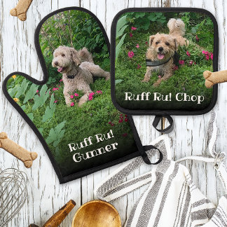 Custom Dog Photo Ruff Ru Oven Mitt & Pot Holder Set