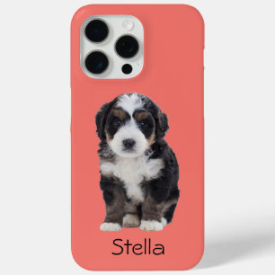 Custom Dog Photo – Sunset Coral with Pet Name -  iPhone 15 Pro Max Case