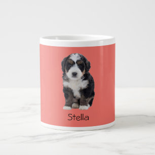 Custom Dog Photo – Sunset Coral with Pet Name -  Large Coffee Mug