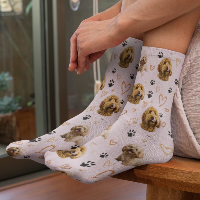 Custom Dog Photo Valentine Cute Pet Lover  Socks (Creator Uploaded)