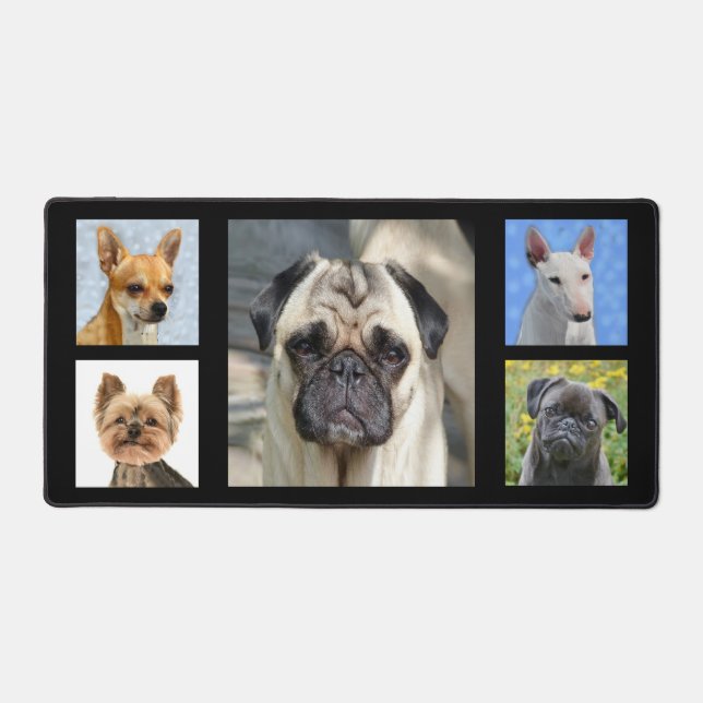 Custom Dog Photos on Black Desk Mat (Front)