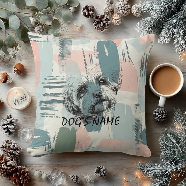 Custom Dog Portrait Abstract Brushstroke Pillow (Creator Uploaded)