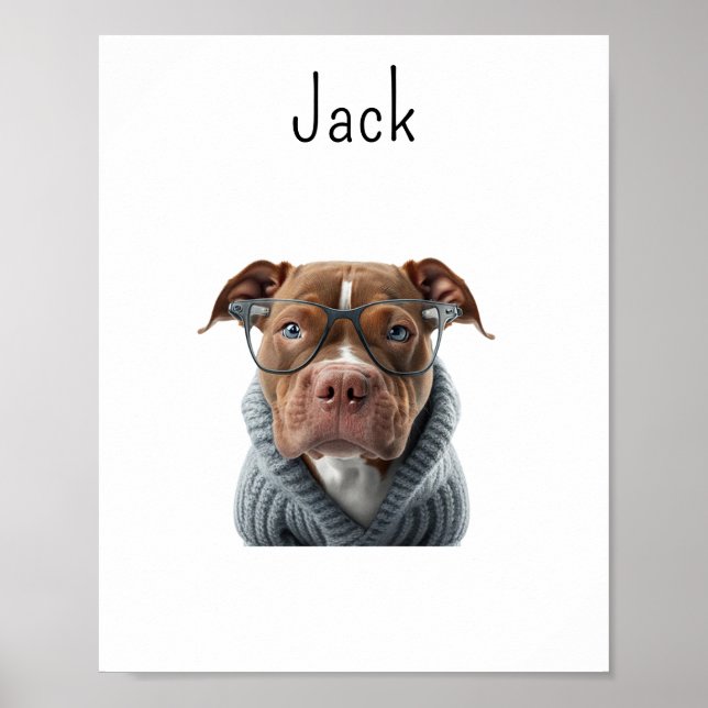 Custom Dog Portrait, Custom pet Portrait, pet gift Poster (Front)