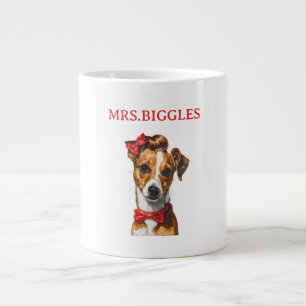 Custom Dog Portrait – Personalized Pet Name Design Large Coffee Mug