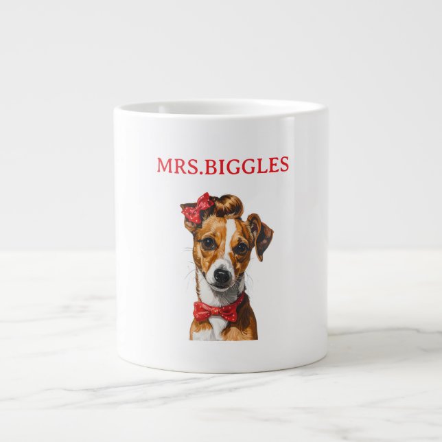 Custom Dog Portrait – Personalized Pet Name Design Large Coffee Mug (Front)