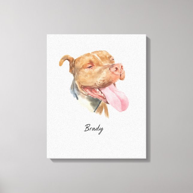 Custom Dog Portrait Watercolor Canvas Print (Front)