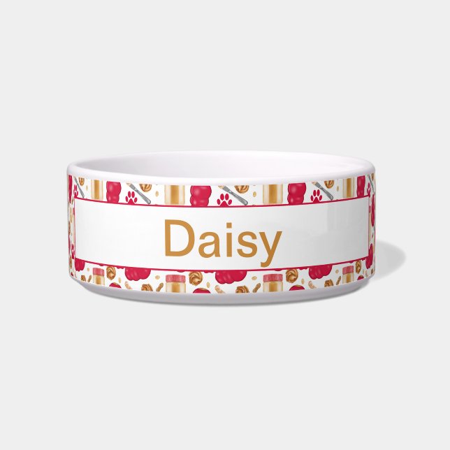 Custom Dog Toys with Peanut Butter White Pet Bowl (Front)
