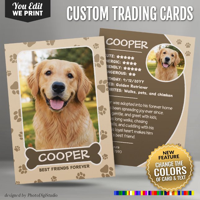 Custom Dog Trading Card, Editable Colours Cute Pet Calling Card (Custom Dog Trading Card, Editable Colors Cute Service Dog Calling Card Therapy Dog Card Dog ID Card)