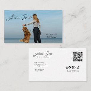 Custom Dog Trainer Professional QR Code Business Card