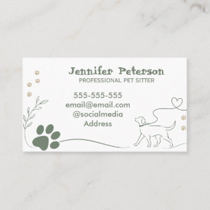Custom Dog Walker Business Card with Paw Print