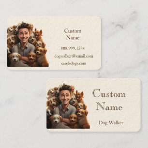 Custom Dog Walker, Pet Sitting Business Service Card