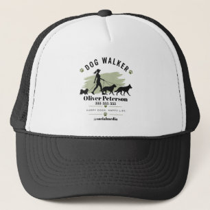 Custom Dog Walker T-Shirt Name & Phone Trucker Hat