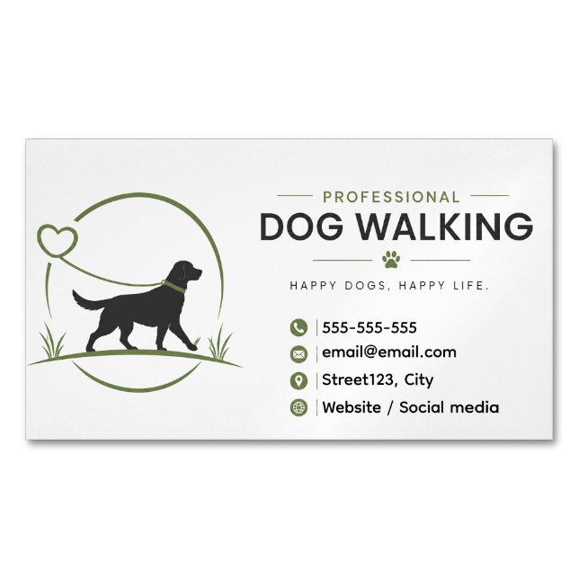 Custom Dog Walking Magnet Business Card  (Front)