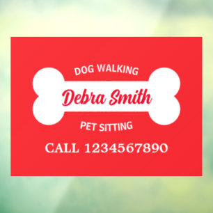 Custom dog walking pet sitting business window cling